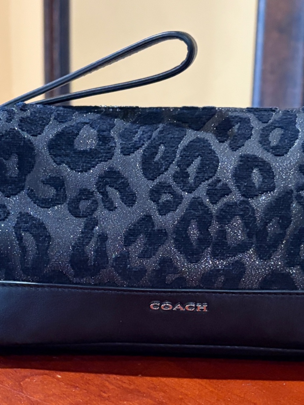 Rare Coach Ocelot back shimmer duffel shaped wristlet